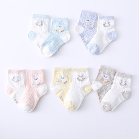 Ultra-thin Children's Socks Three-dimensional Pure Cotton Mesh Breathable Sweat Absorption