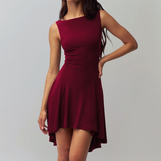 Sleeveless Sexy Hot Girl Off-neck Dress Waist Slimming Back