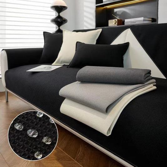 Waffle Solid Color Cream Sofa Cushion Waterproof Non-slip