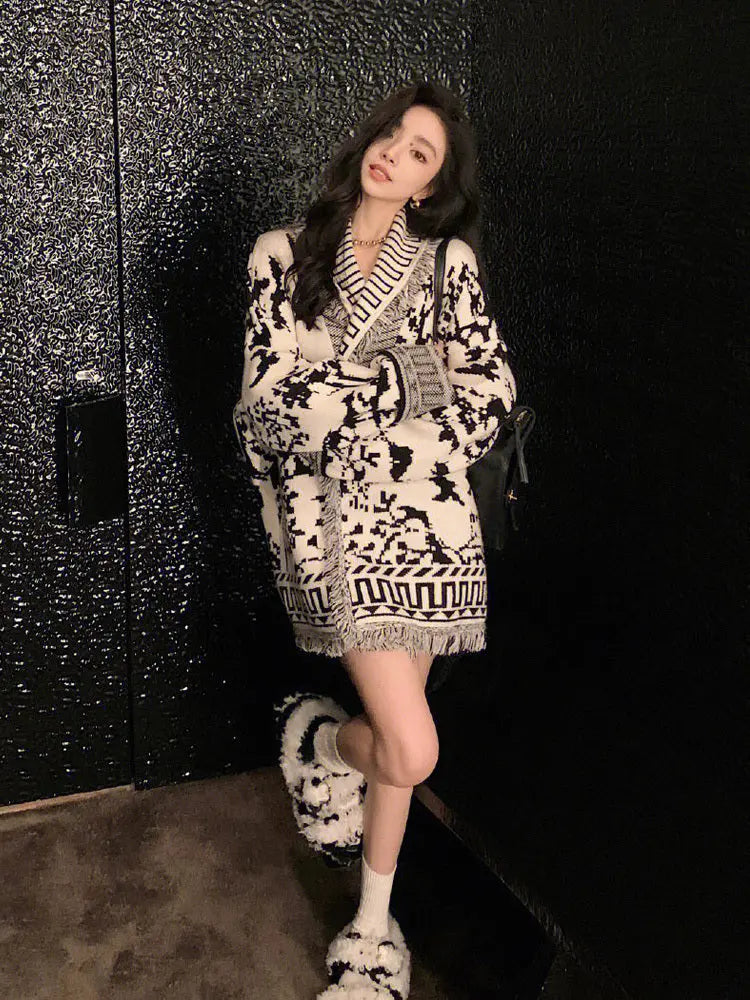 Knitted Cardigan Slouchy Sweater Female Nipaaj