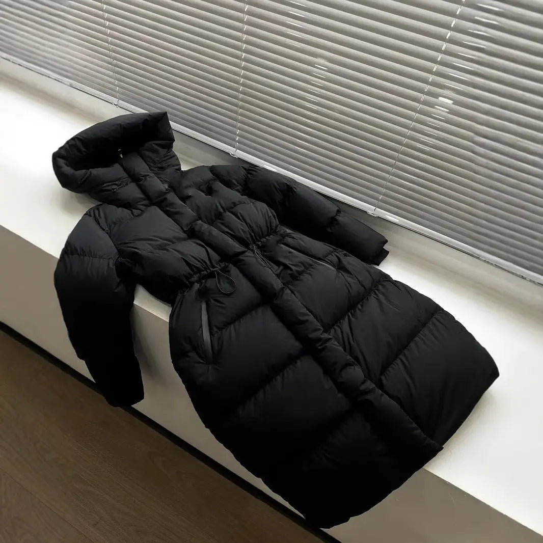 All-matching Hooded Casual Loose Waist Long Down Jacket Warm null