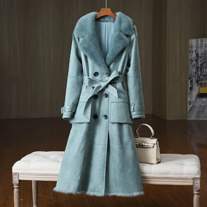 Rabbit Fur All-in-one Women's Fur Jacket Suit Collar null
