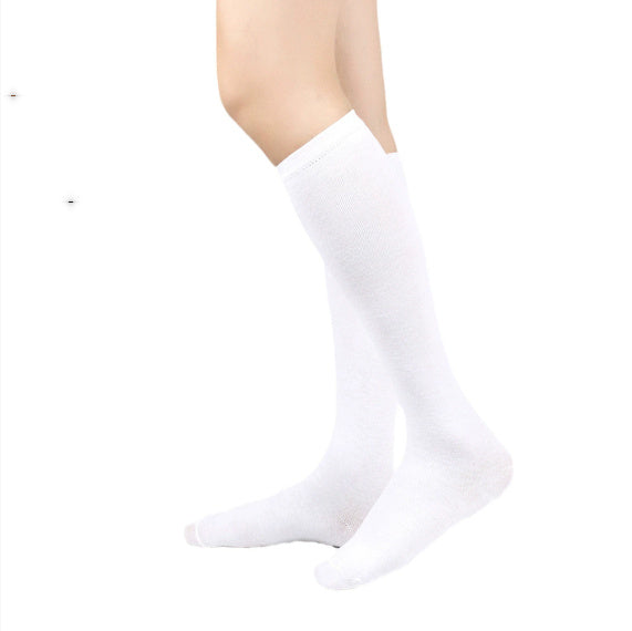 Black Cotton Knee-length Stripes Calf Socks