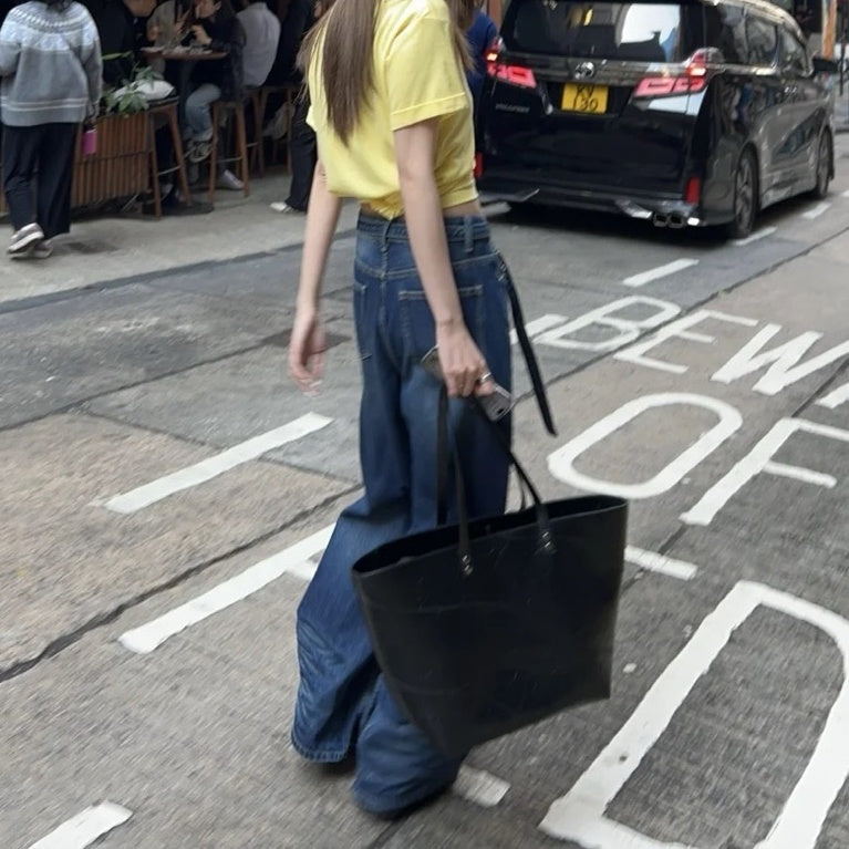 2025 ins Advanced Crack Texture Large Capacity Totes