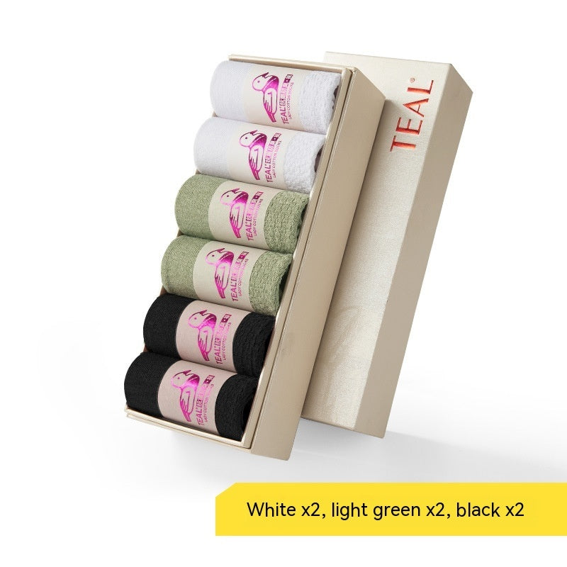 Pure Cotton Handmade Boneless Suture Antibacterial Deodorant Four Seasons Mid-calf Length Women's Socks