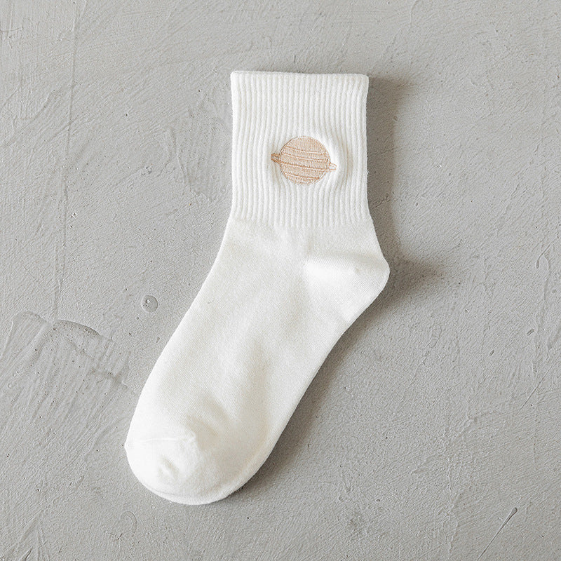 Women's Autumn And Winter Cartoon Illustration Japanese Style Mid-calf High Length Cotton Socks