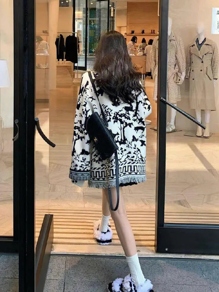 Knitted Cardigan Slouchy Sweater Female Nipaaj