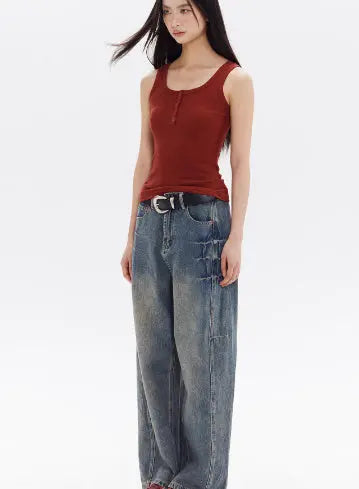 American High Street Design Loose Jeans Nipaaj