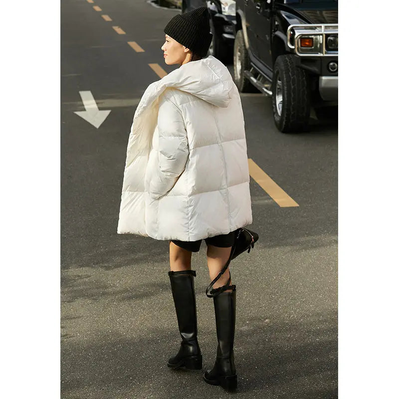 Light Hooded White Duck Down Jacket null