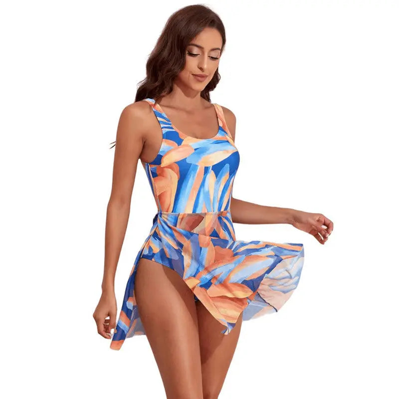 Women's Swimsuit Digital Printing Slim Waist Slant Single-shoulder One-piece Swimming Suit Women null