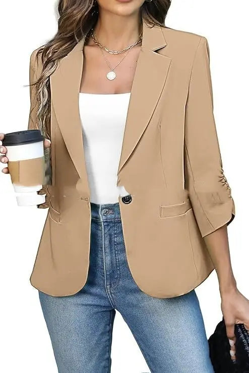 Solid Color Lightweight Slim Suit Jacket null