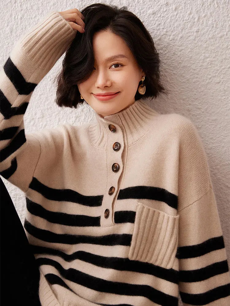 Cashmere Sweater Striped Sweater Nipaaj