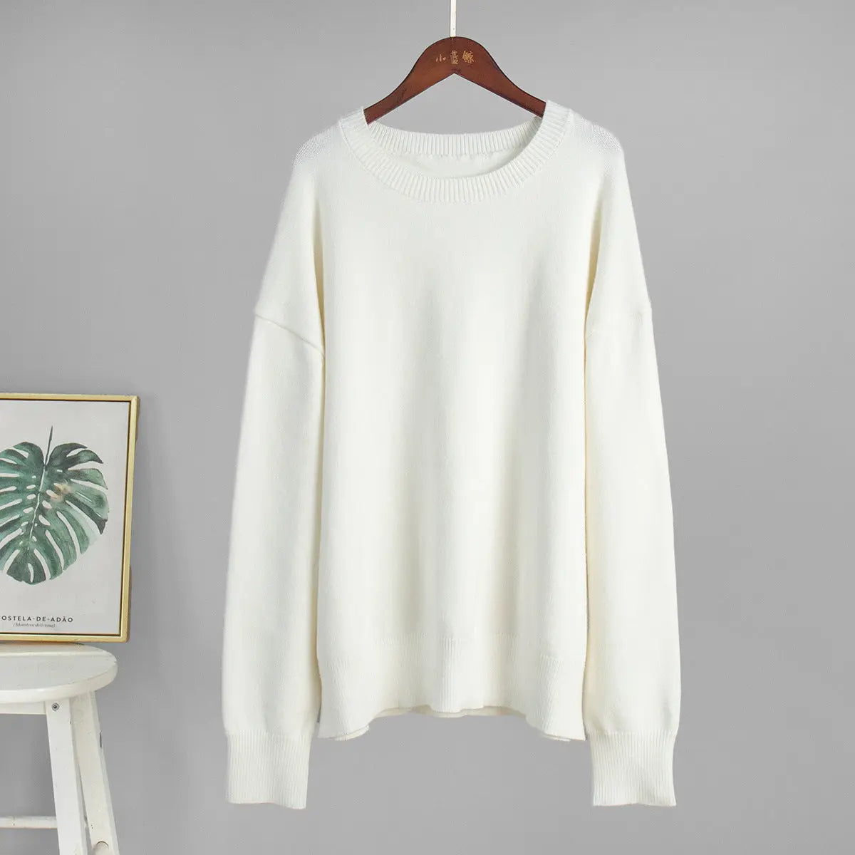 Loose And Warm Simple Pullover Solid Color Knitted Sweater Nipaaj