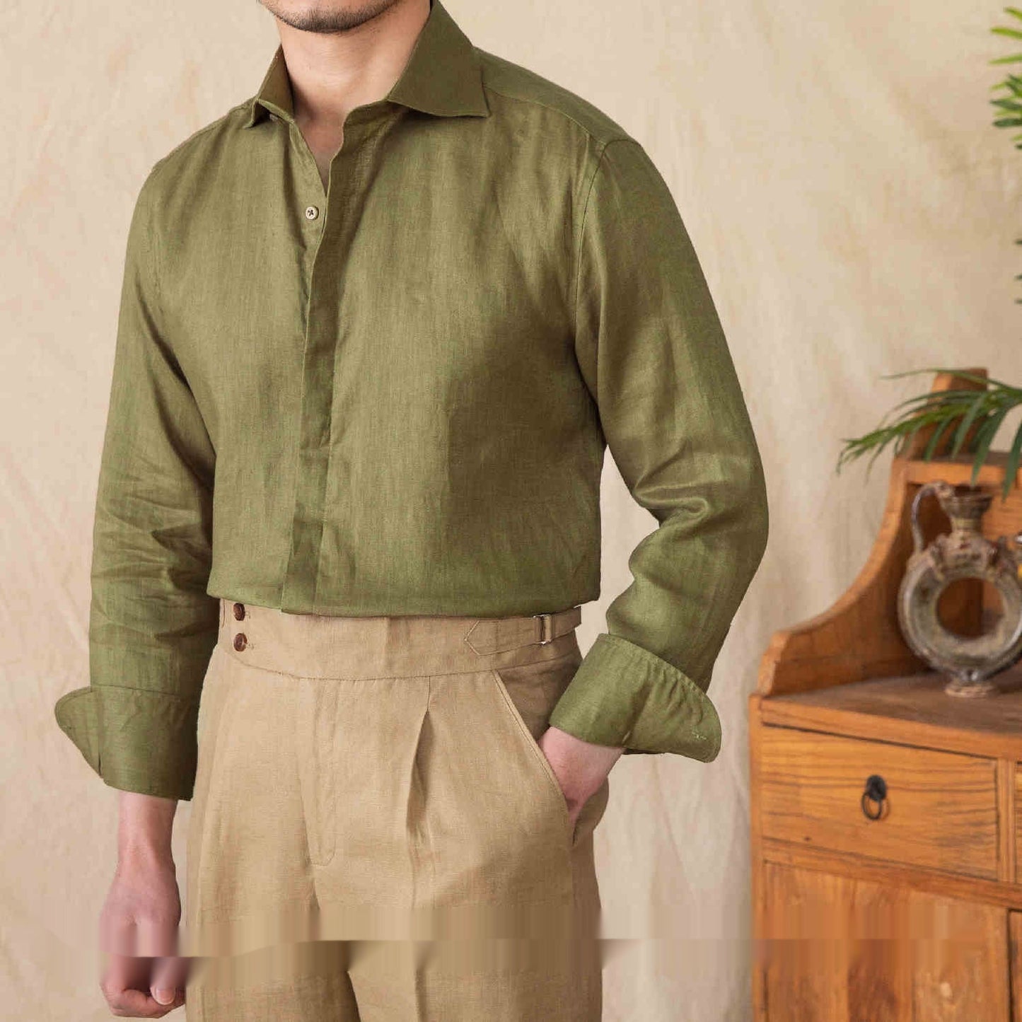 Linen All-matching Solid Color Long Sleeve Shirt