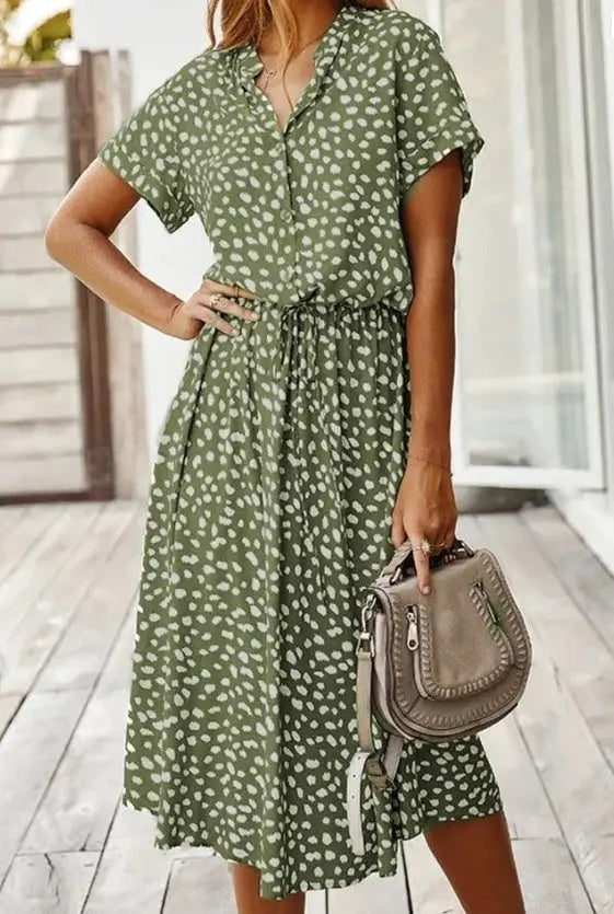 New European And American Vacation Short-sleeved Dress null