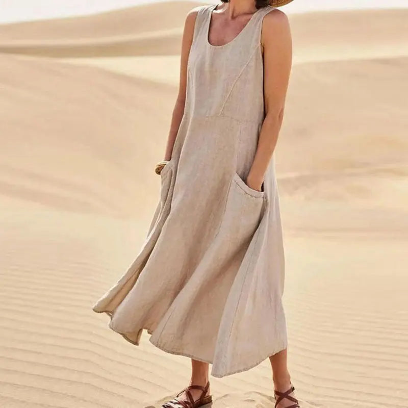 Summer Sleeveless Long Dress With Pockets Fashion Casual Loose Dresses Women's Clothing null