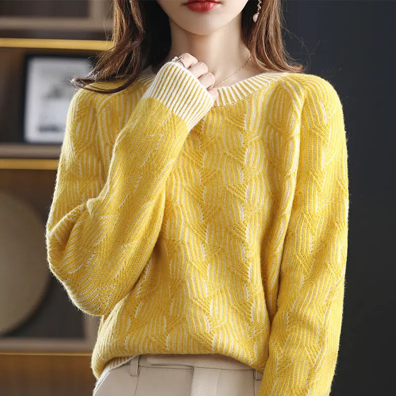Women's Round Neck Pullover Thickened Cashmere Sweater Nipaaj