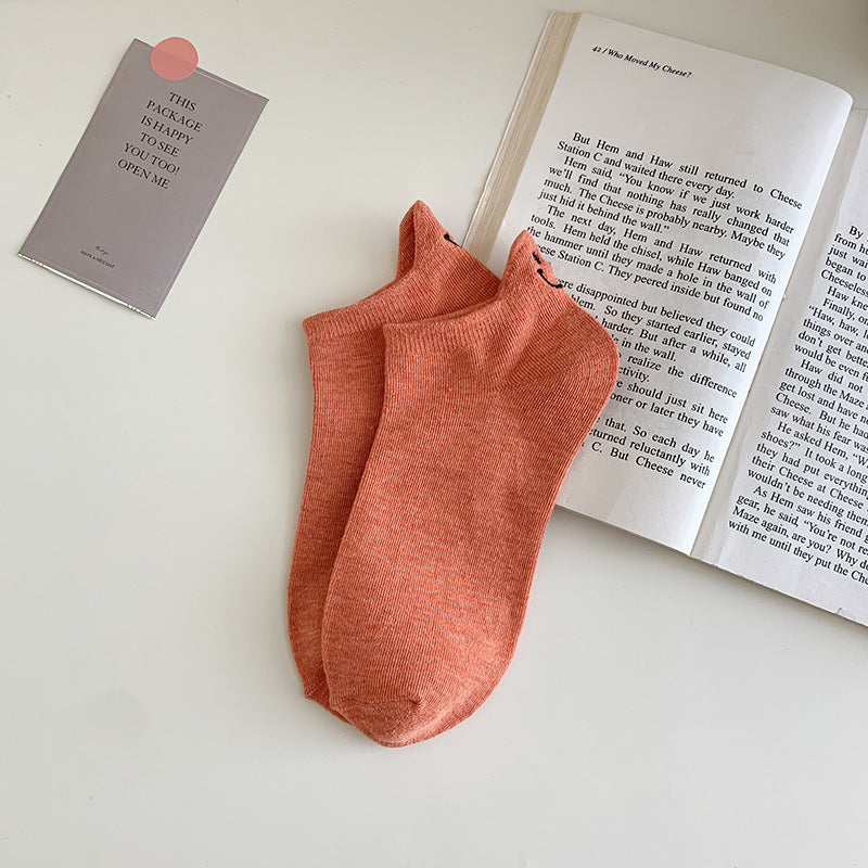 Women's Smiley Ankle Socks Thin Embroidery Ins Short Fashion Tight Socks