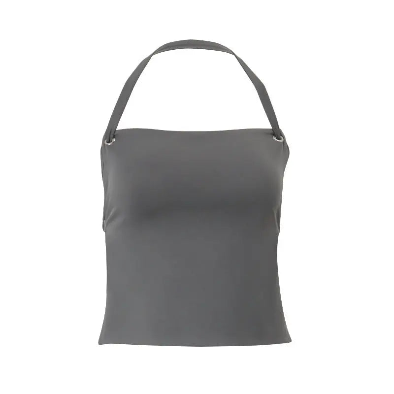 Off-neck Yoga Back Strap Halter Solid Color Top null