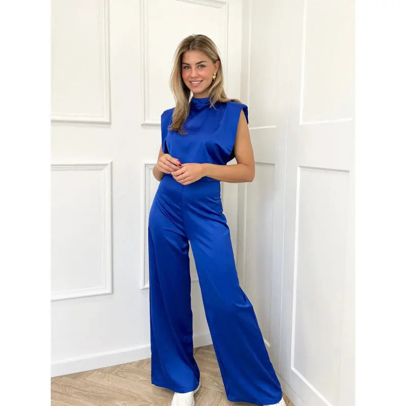 Backless Evening Dress Jumpsuit Solid Color Casual Straight Pants null