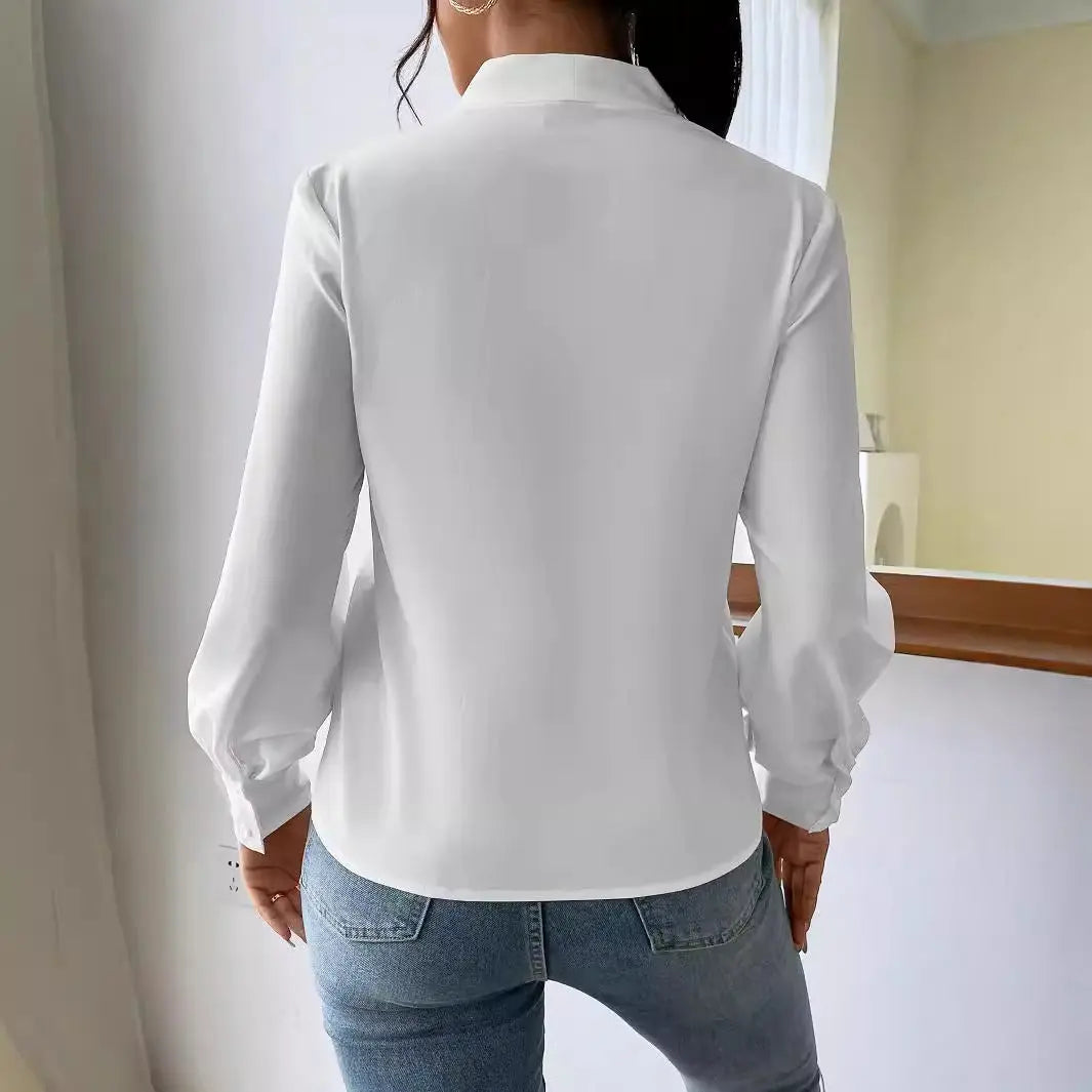 Long Sleeve Design Sense V-neck Loose Top Nipaaj