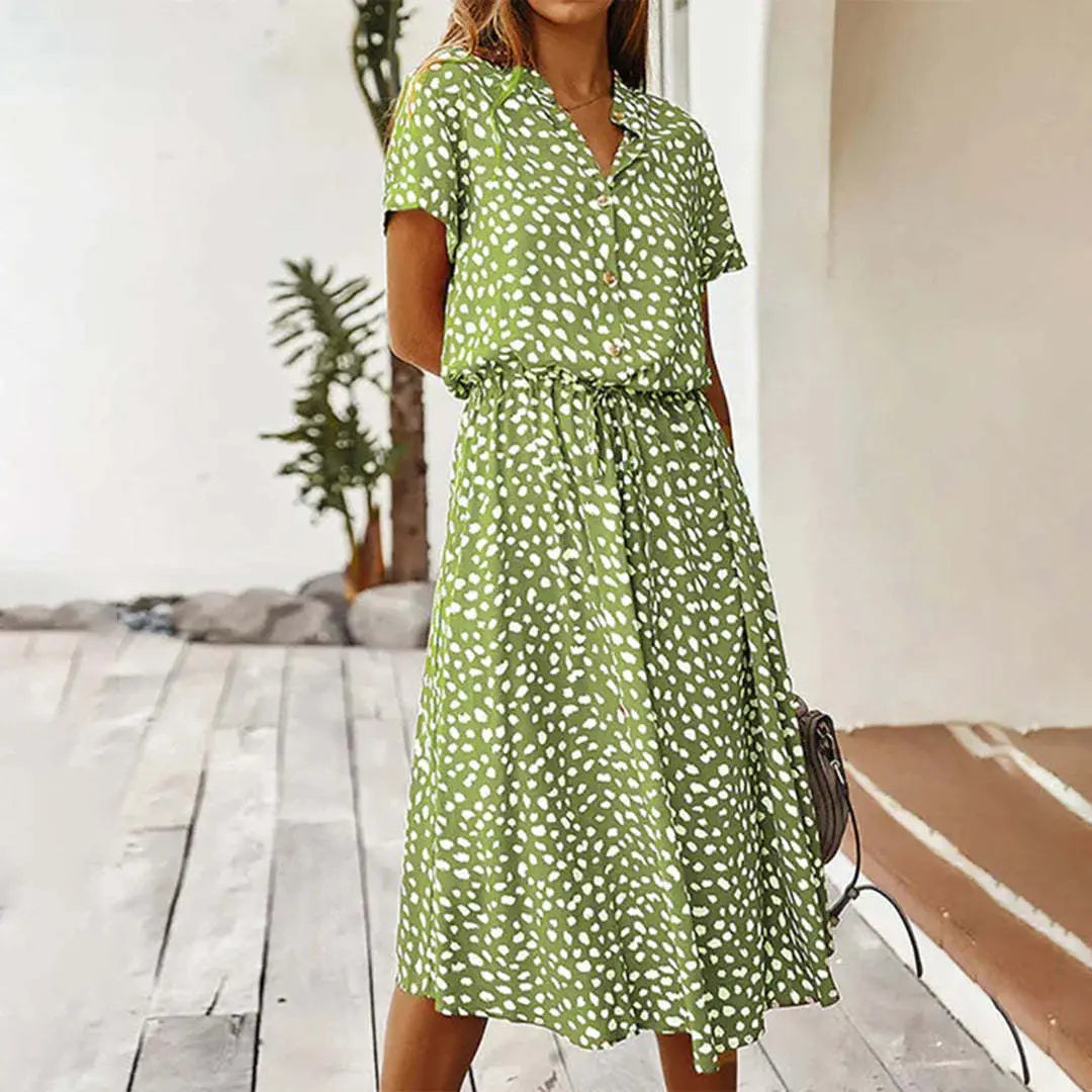 New European And American Vacation Short-sleeved Dress null