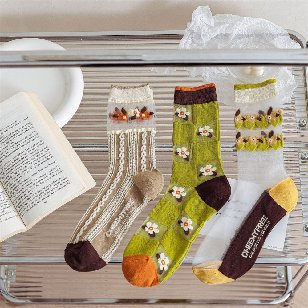 Tulip Fairy Wind Transparent Crystal Glass Silk Women's Socks