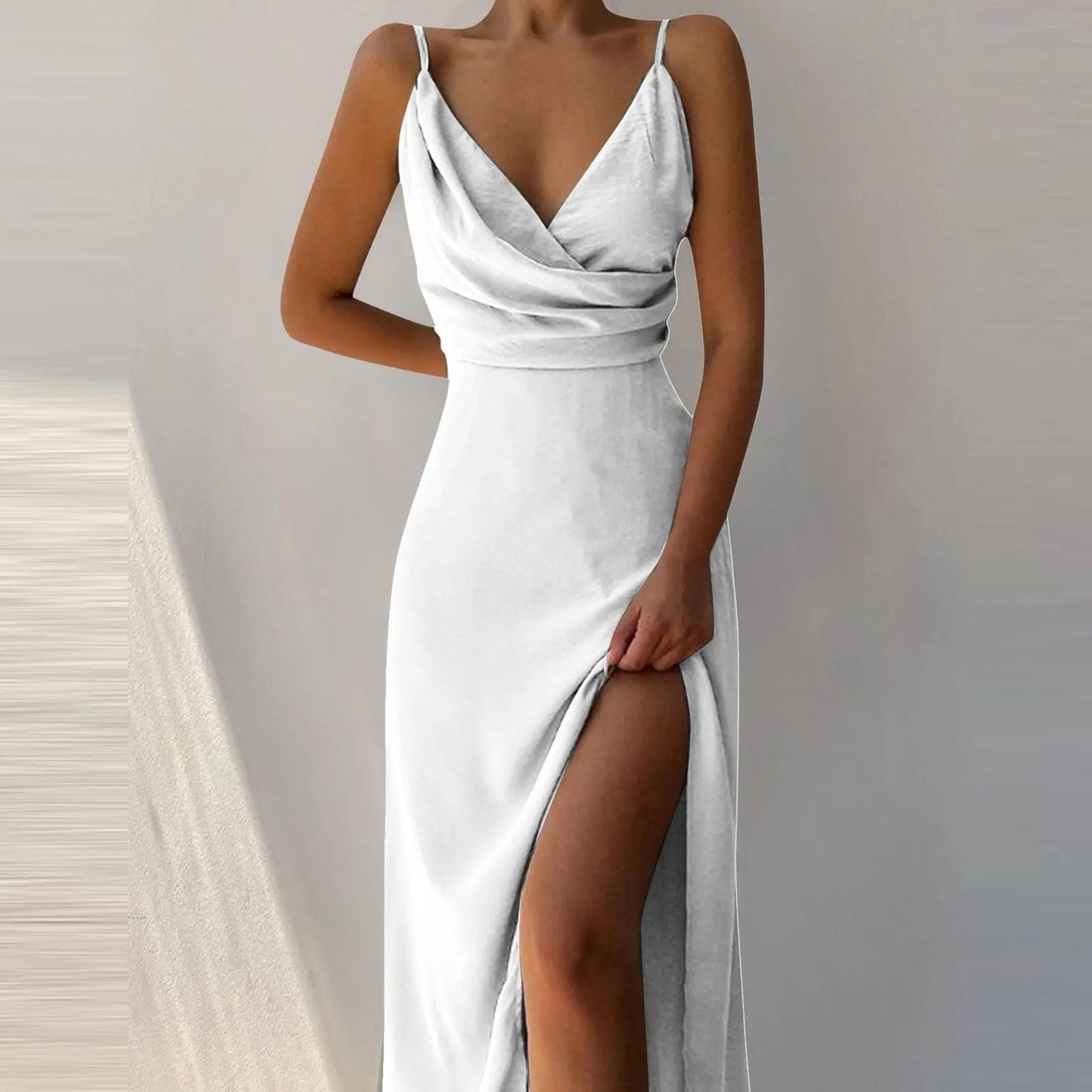 V-neck Slit Sling Dress Summer Fashion Sexy Slim Suspender Dresses For Women Clothing null