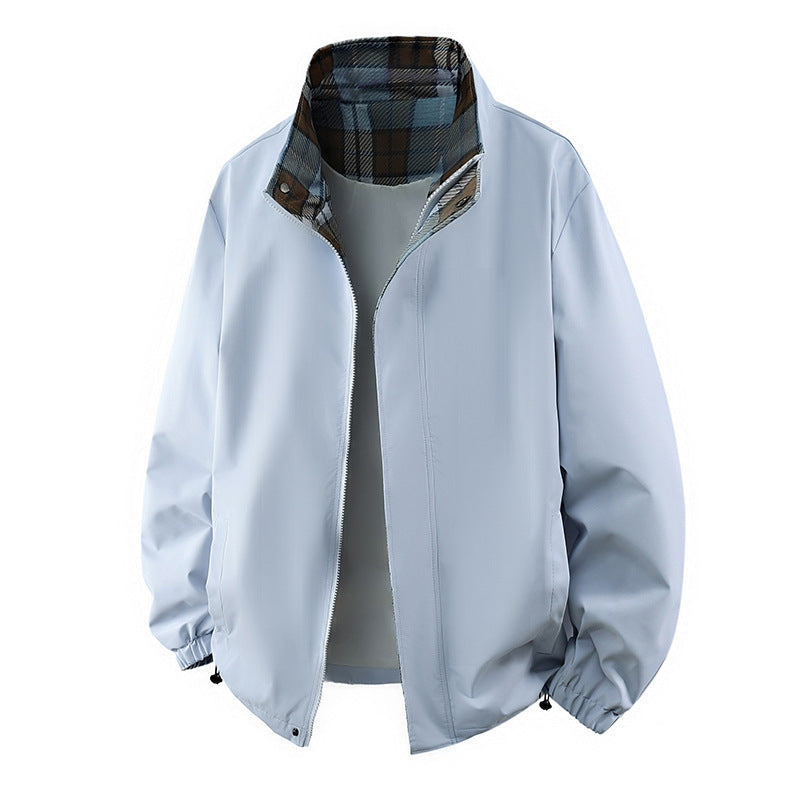 Men's Coat Workwear Stand Collar Jacket Pu Short Top