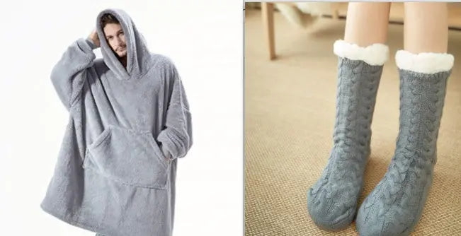 Hoodie Sweatshirt With Big Pocket Tops Sweater Comfortable Loose Double-Sided Fleece Thicker Wearable Blanket Nipaaj