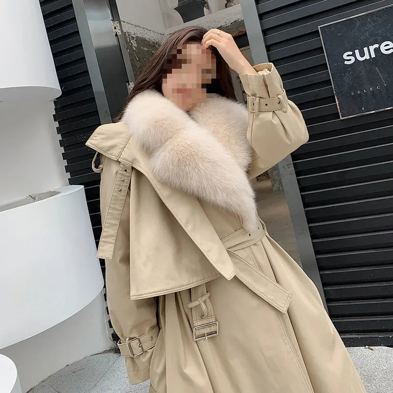Women's Medium Length Detachable Trench Style Overcoat null