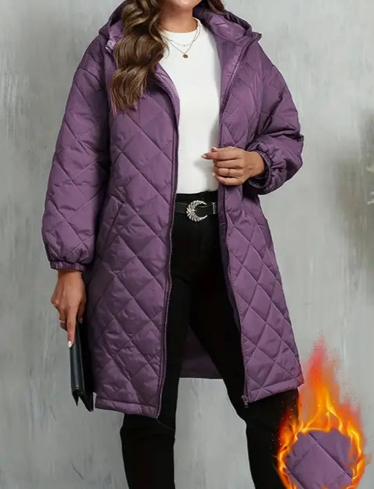 Elegant Hooded Zipper Cotton Jacket For Women null