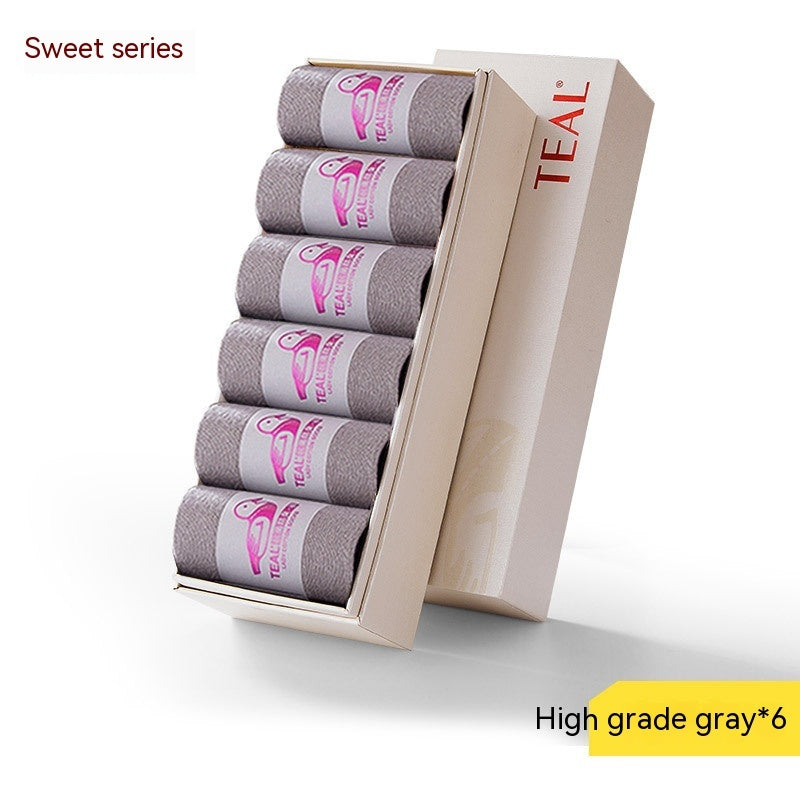 Antibacterial Deodorant Thread Socks Boneless Stitched Candy Solid Color