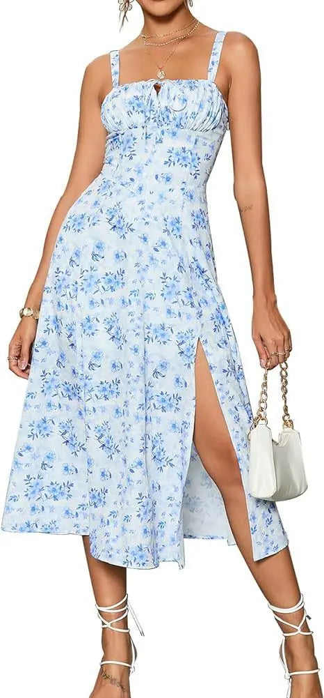 Mid-length Corset Elegant Slit Lace-up Women's Outing Leisure Dress null