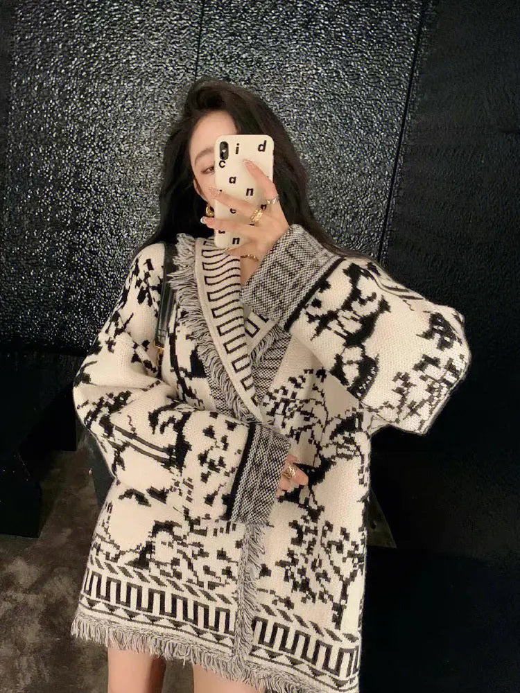 Knitted Cardigan Slouchy Sweater Female Nipaaj