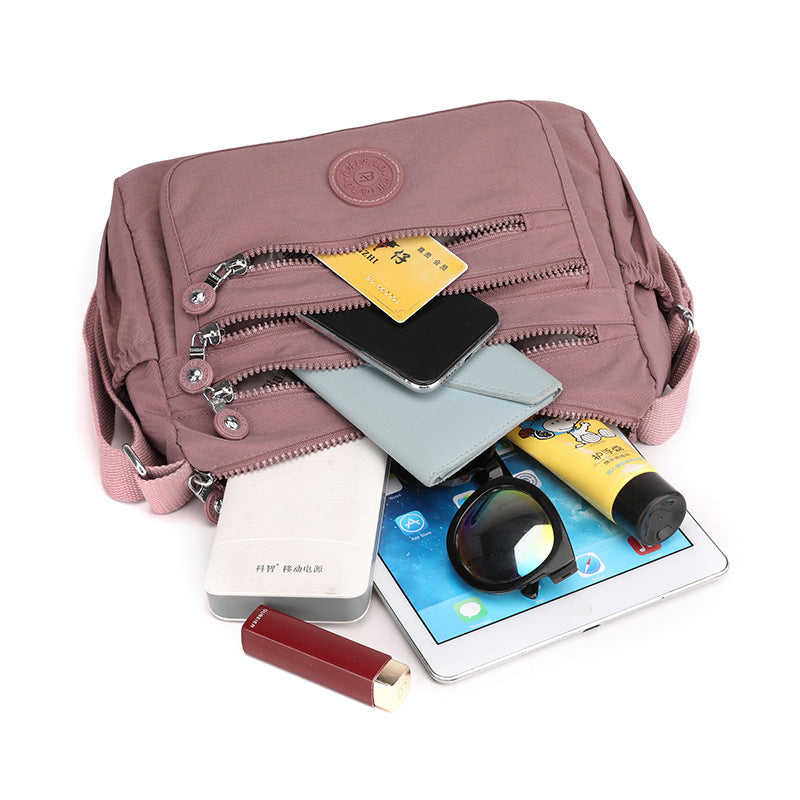 Simple Solid Color Nylon Crossbody Cloth Bag