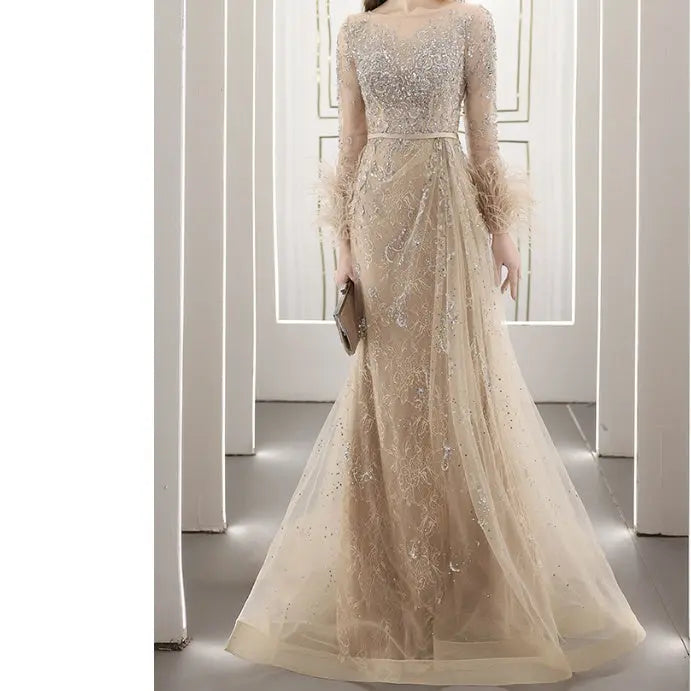 Heavy Industry Nailed Beaded Diamond-encrusted Evening Dress Hostess Long Style Nipaaj