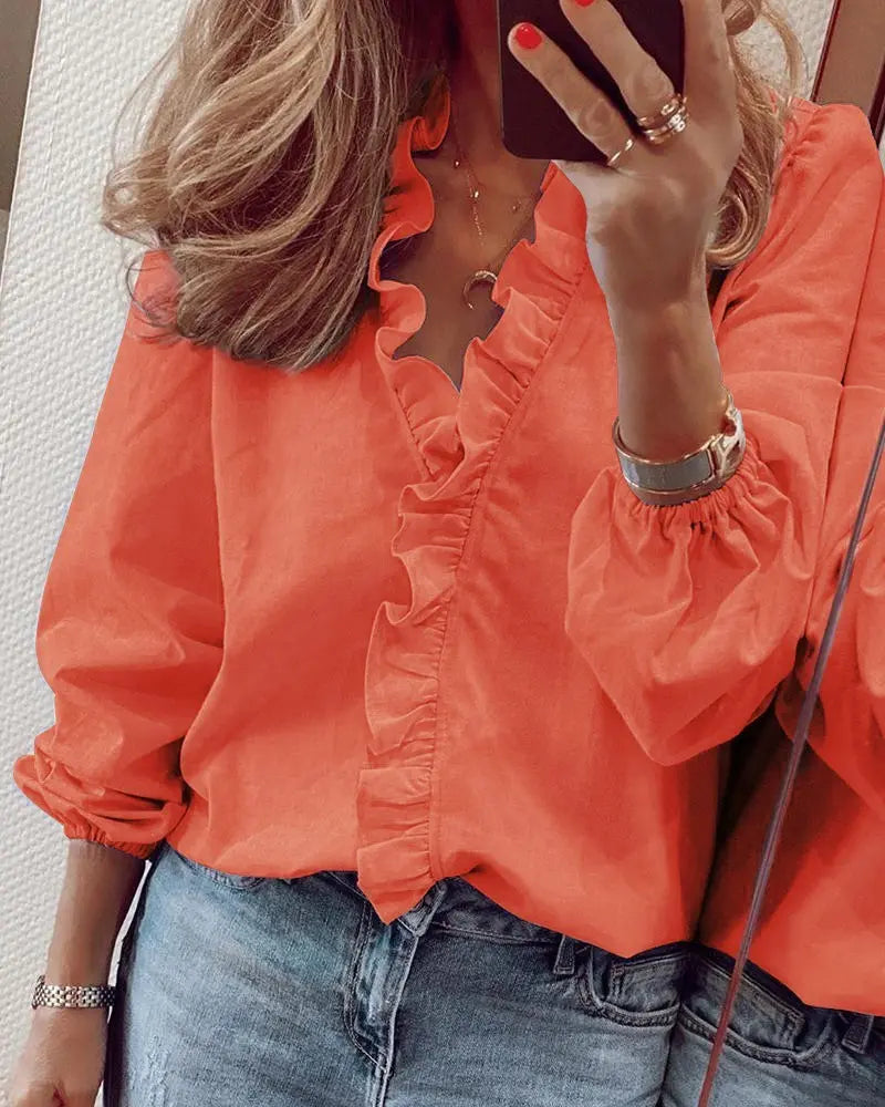 European and American new long-sleeved ruffled shirt Nipaaj