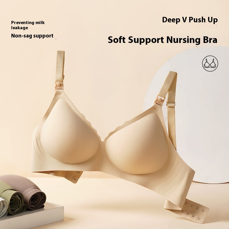 Jelly Glue Soft Support Thin Wireless One-piece Fixed Cup Nursing Underwear