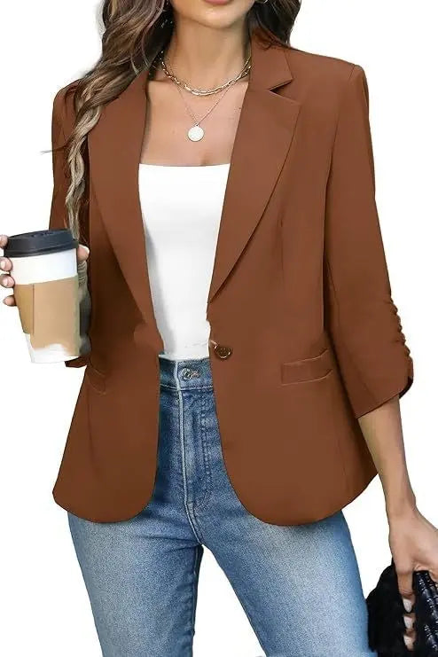 Solid Color Lightweight Slim Suit Jacket null