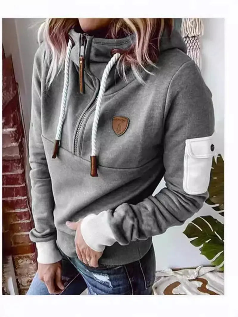 Half Zipper Patchwork Sweater Women Nipaaj