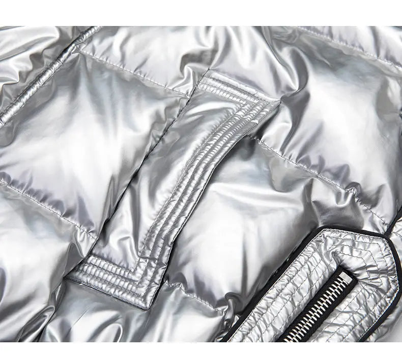Couples Laser Glossy Thickened Loose Mid Length Down Jacket null