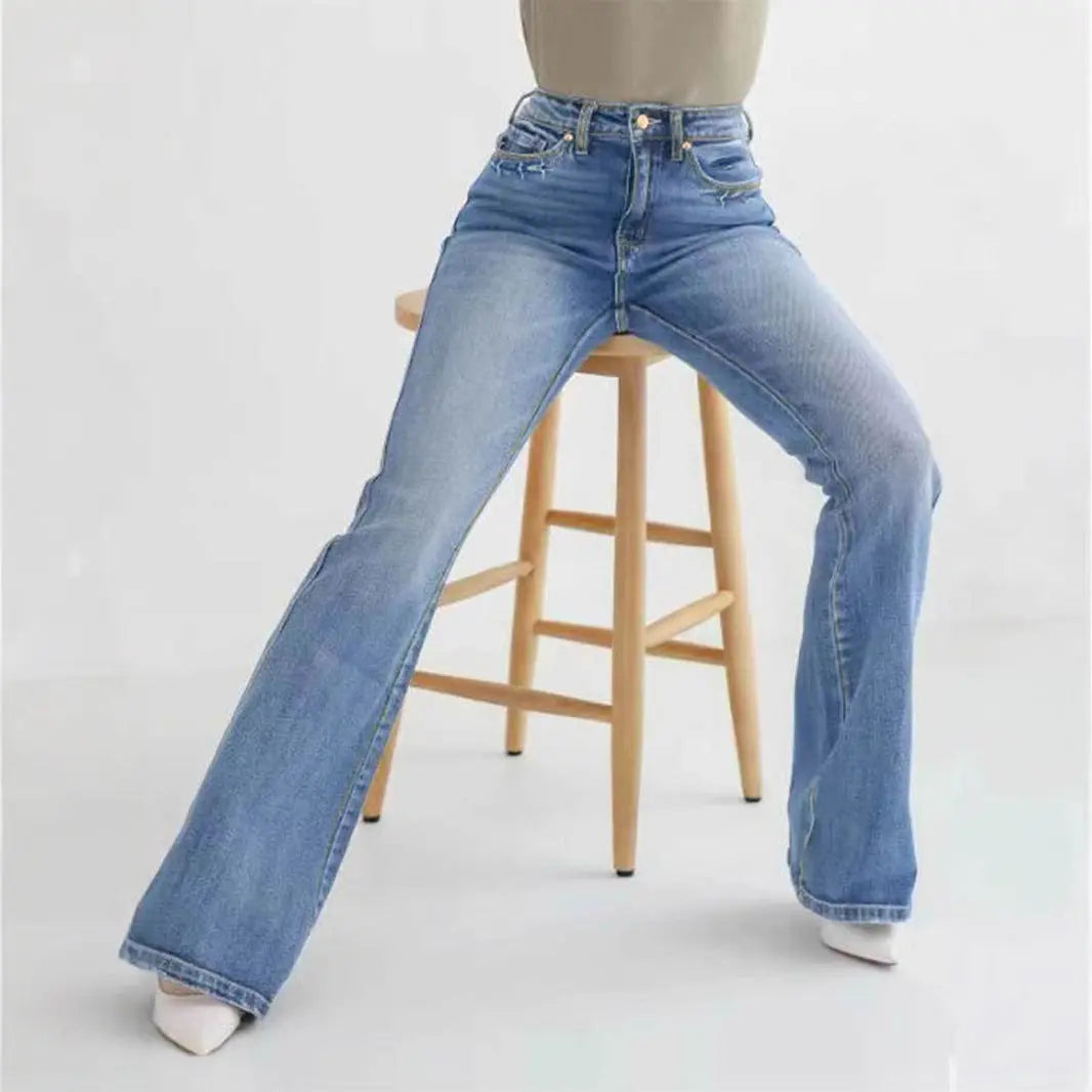 Fashion Slim Stretch High-waisted Boot-cut Pants Jeans Nipaaj