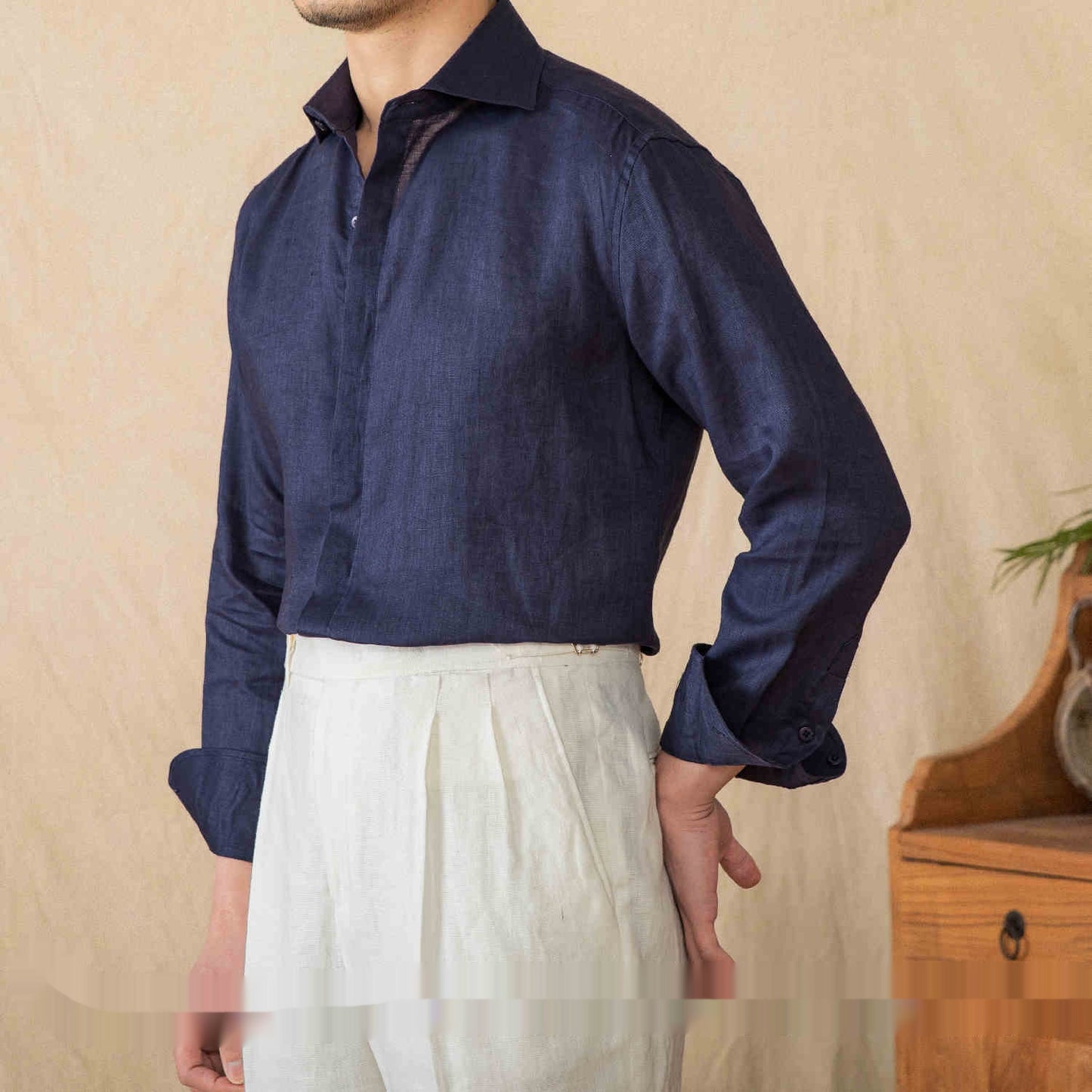 Linen All-matching Solid Color Long Sleeve Shirt
