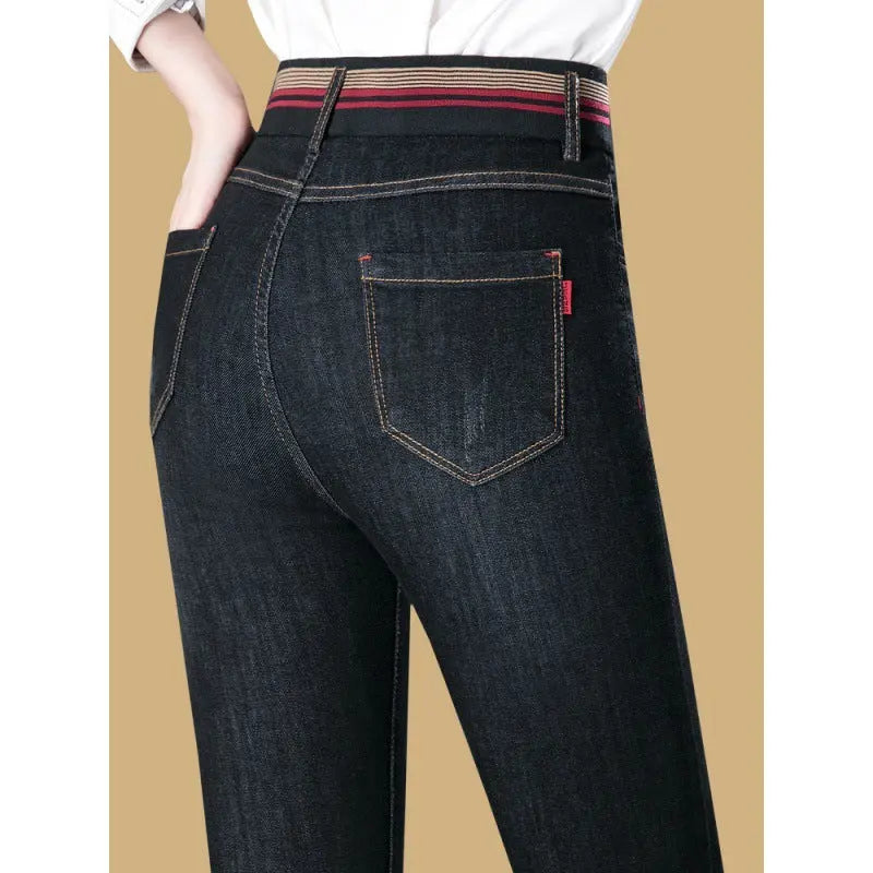 Elastic Waist Autumn And Winter Plus Velvet Padded Jeans Nipaaj