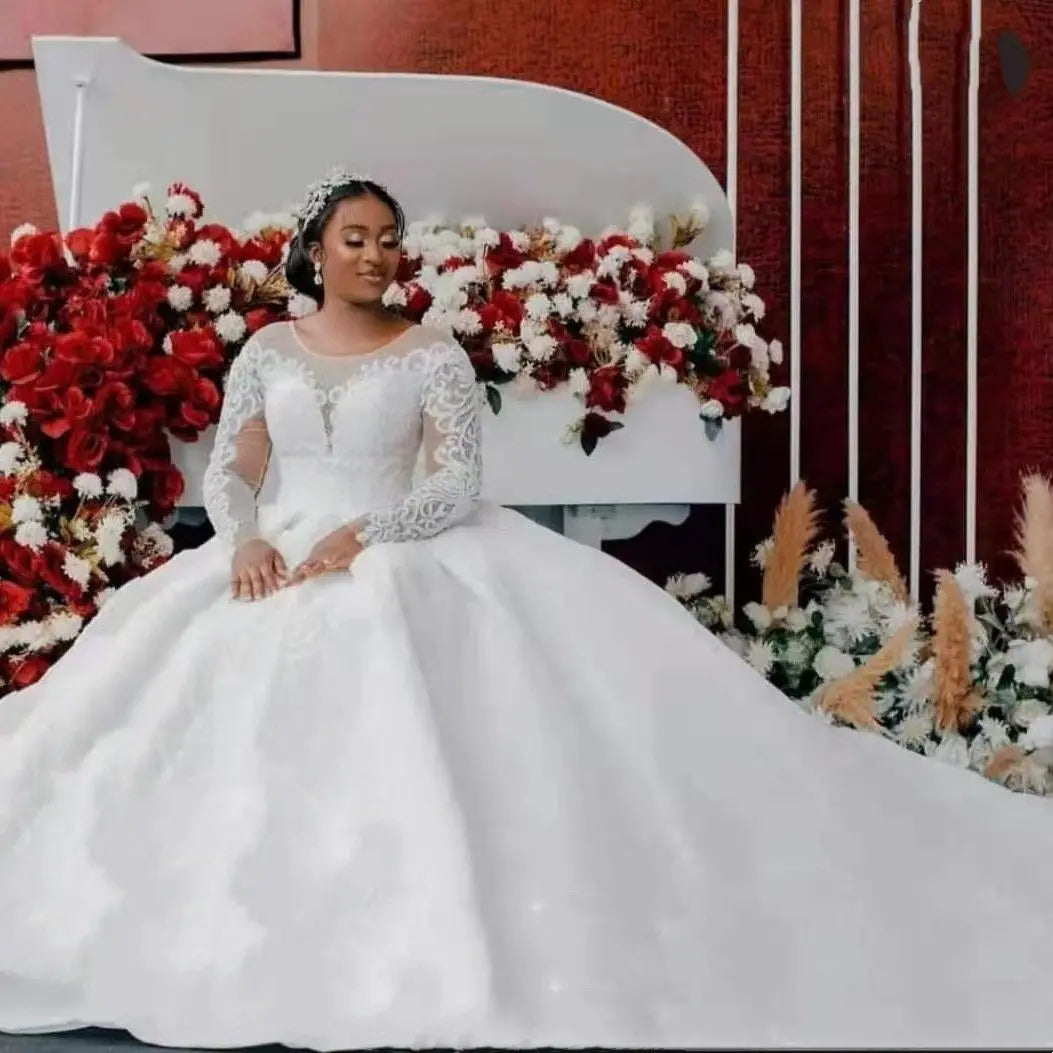 Ball Gown Wedding Dress Long Sleeves Bridal Gown Nipaaj