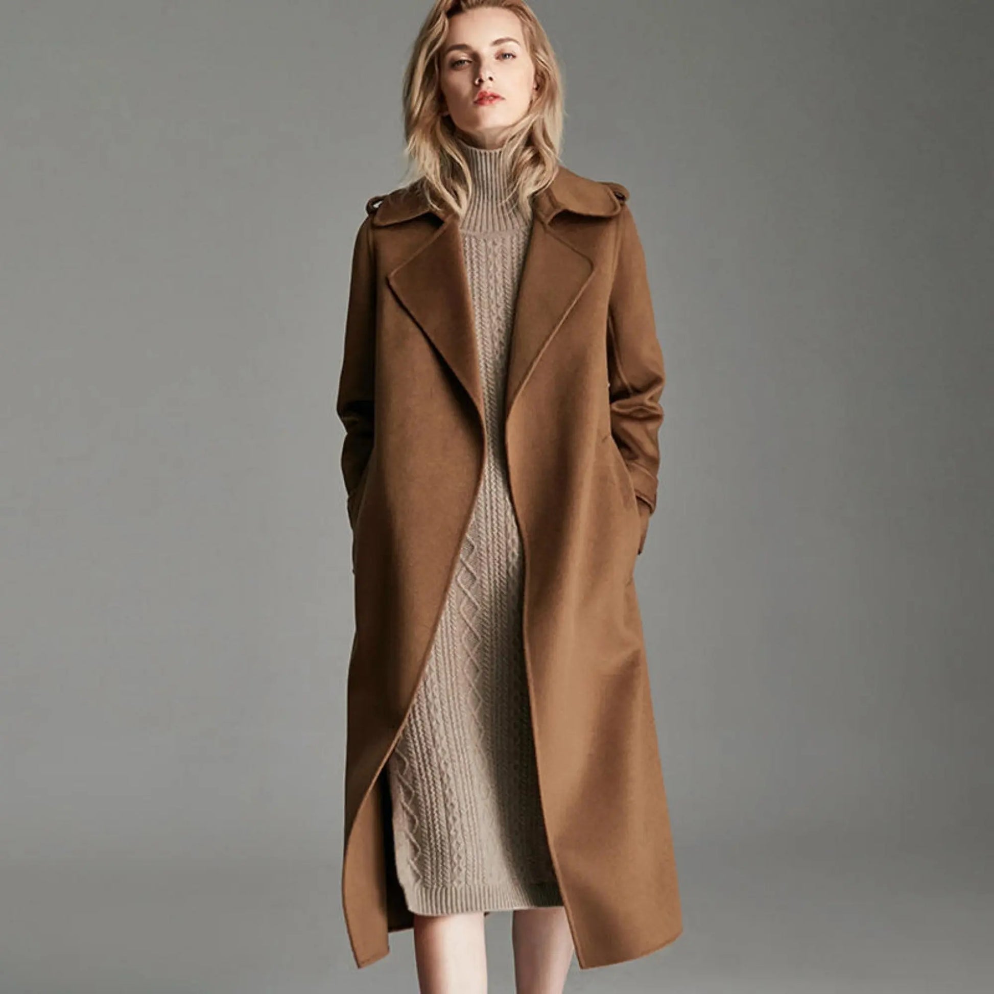 Fashionable Long Knee Length Woolen Jacket null