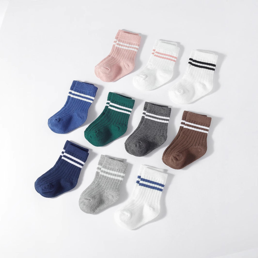 College Style Boys And Girls Middle Tube Cotton Socks 5 Pairs