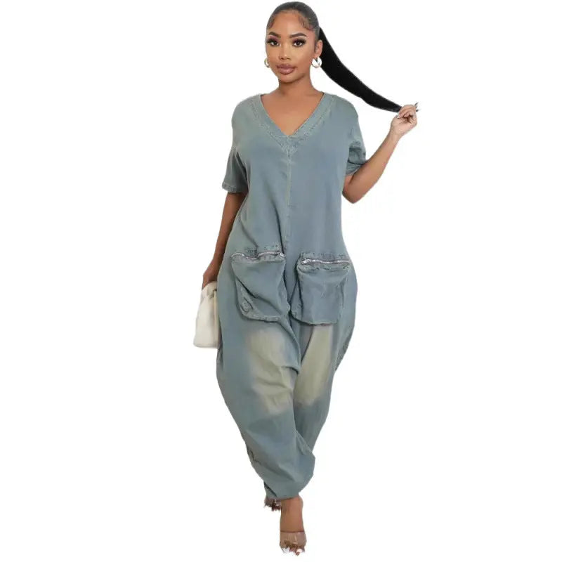 Women's Loose Crotch Jumpsuit Retro Personality null