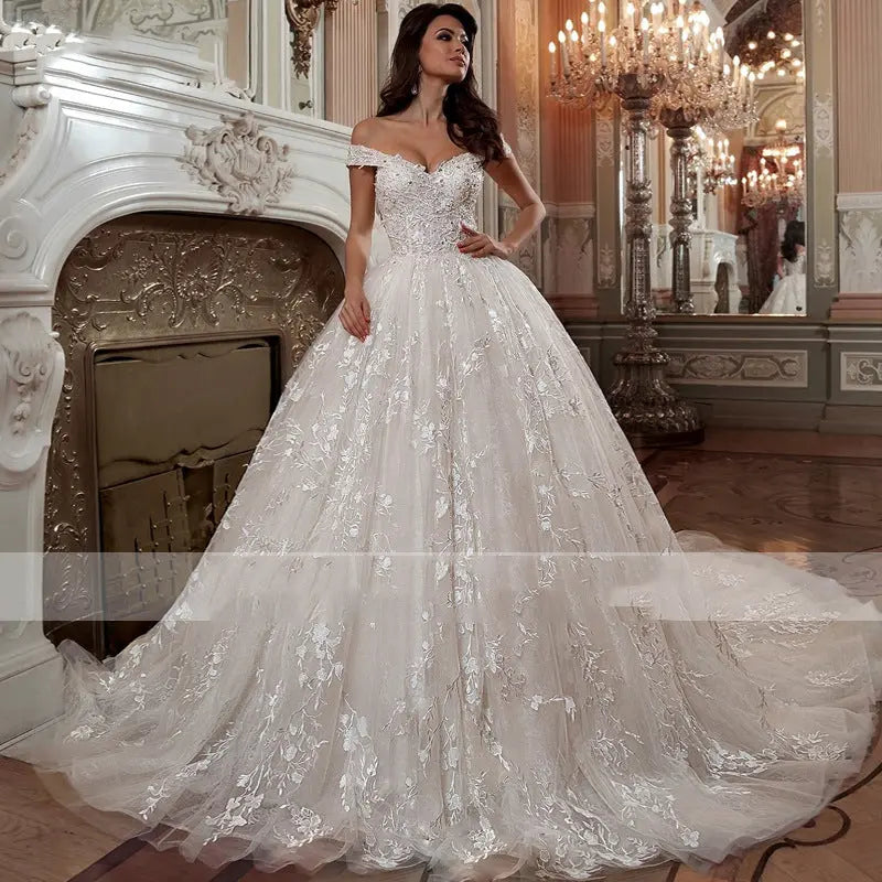 Off-shoulder French-style Bride Trailing Mori Style Simple Small Wedding Dress Nipaaj
